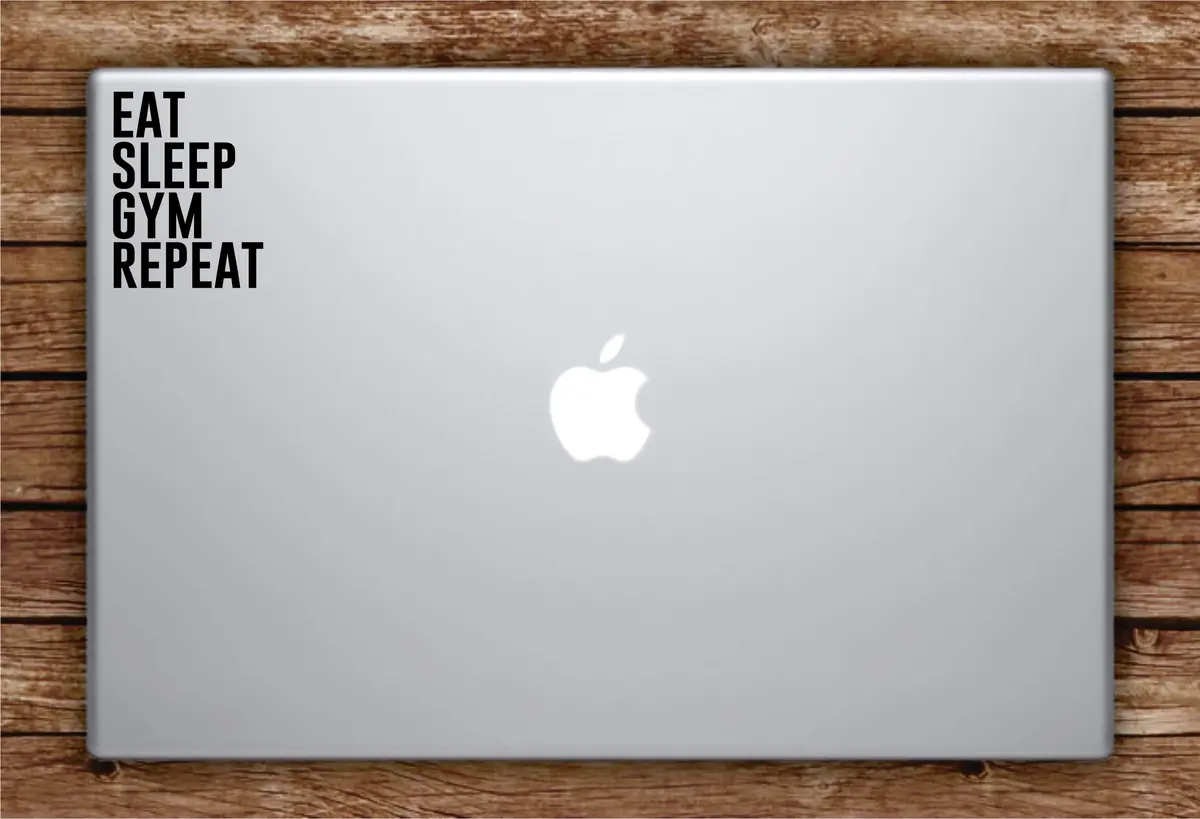 Eat Sleep Gym Repeat Laptop Apple Macbook Car Quote Wall Decal Sticker Art Vinyl Inspirational Work Out Fitness Weights Running 1