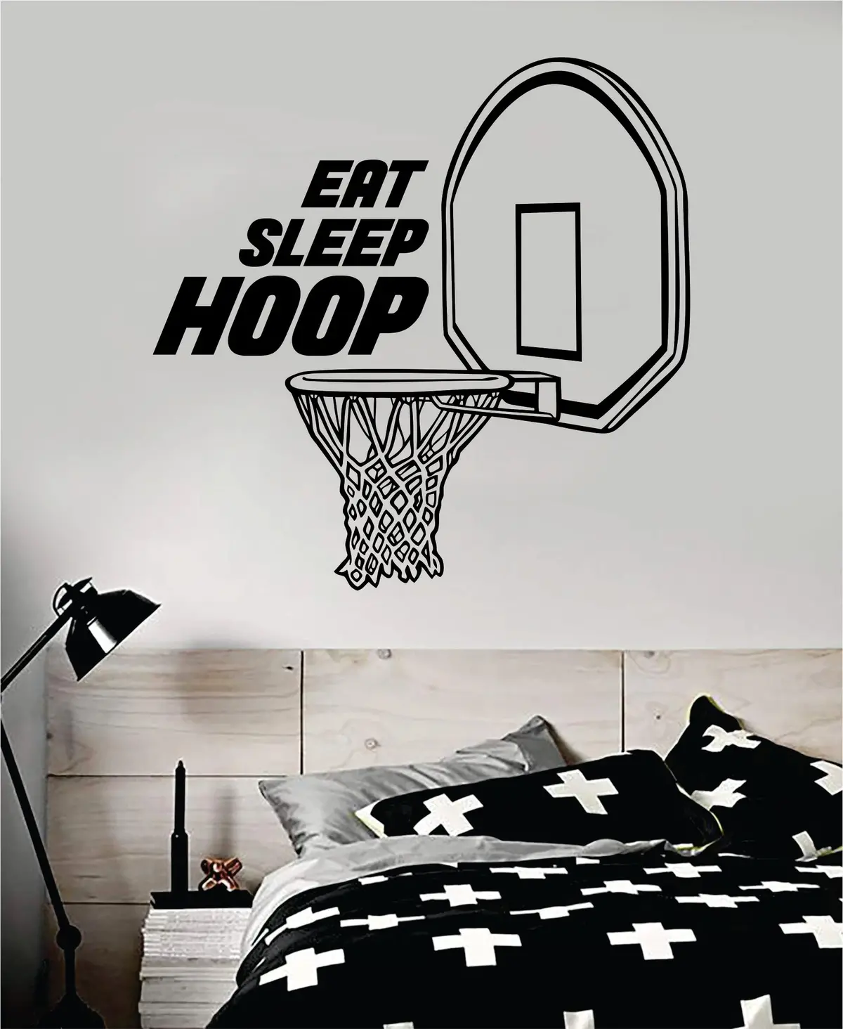 Eat Sleep Hoop Basketball Decal Quote Vinyl Sticker Decor Bedroom Room Teen Kids Nursery Sports Nba Ball Dunk 1