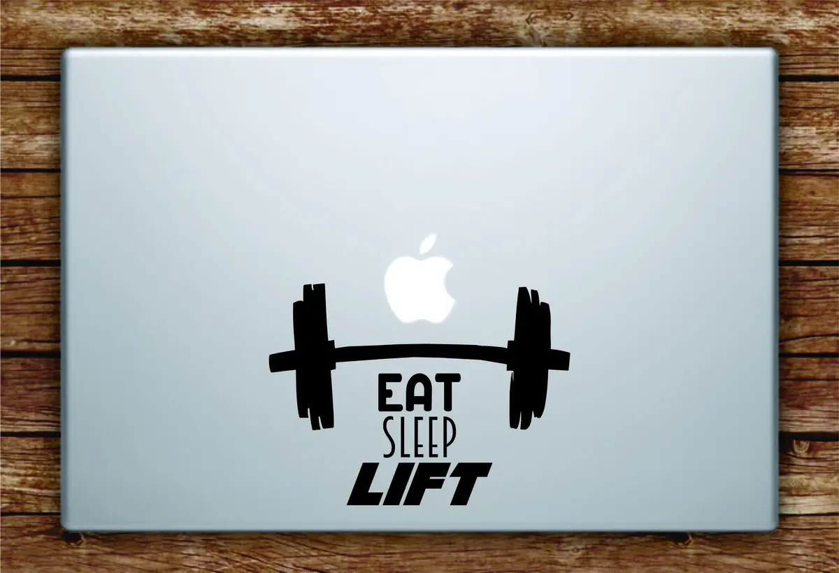 Eat Sleep Lift Laptop Apple Macbook Quote Wall Decal Sticker Art Vinyl Gym Work Out Weights Dumbbell Fitness Inspirational 1