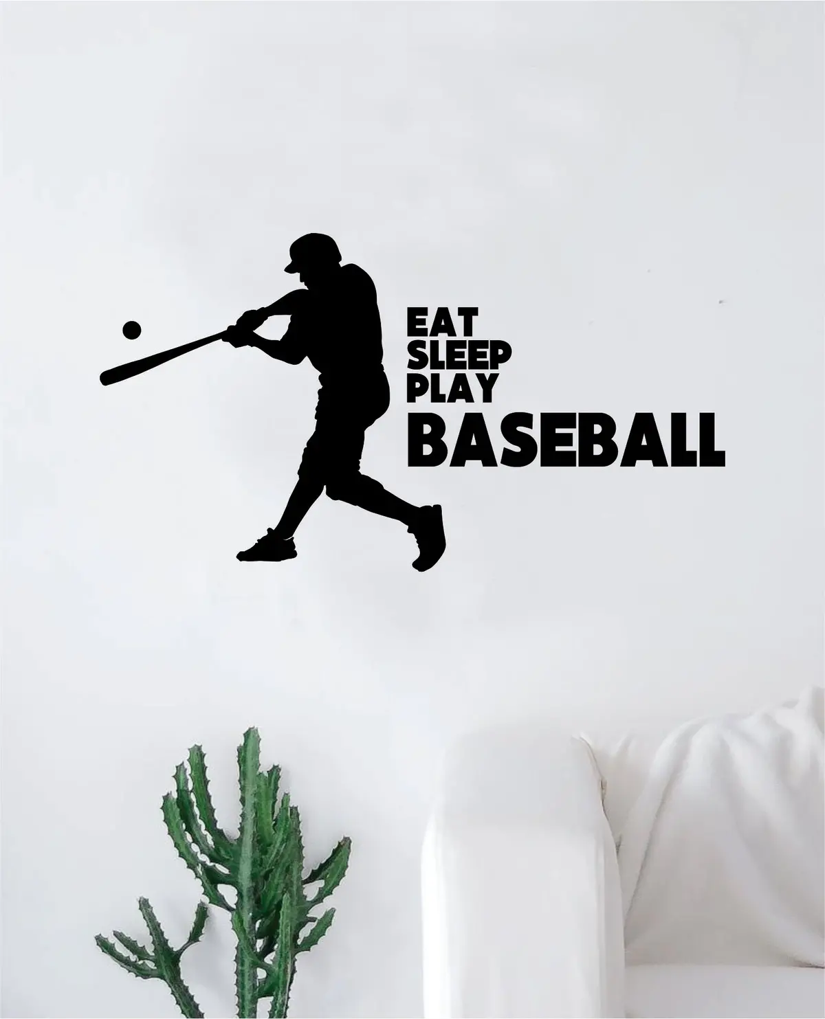 Eat Sleep Play Baseball V4 Quote Decal Sticker Wall Vinyl Art Home Decor Inspirational Sports Teen Softball Ball Homerun Baby Nursery Boy Girl 1