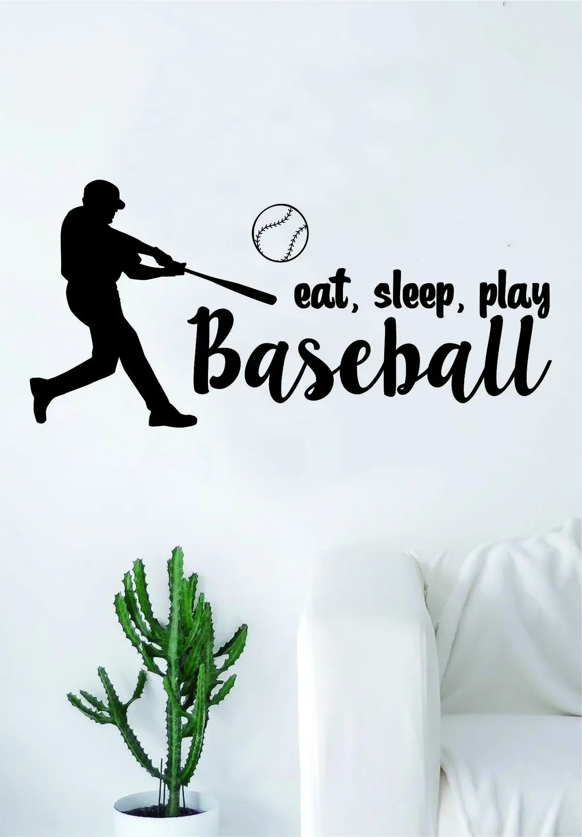 Eat Sleep Play Baseball Quote Wall Decal Sticker Bedroom Living Room Art Vinyl Sports Ball Nursery Son Daughter Teen Kids 1
