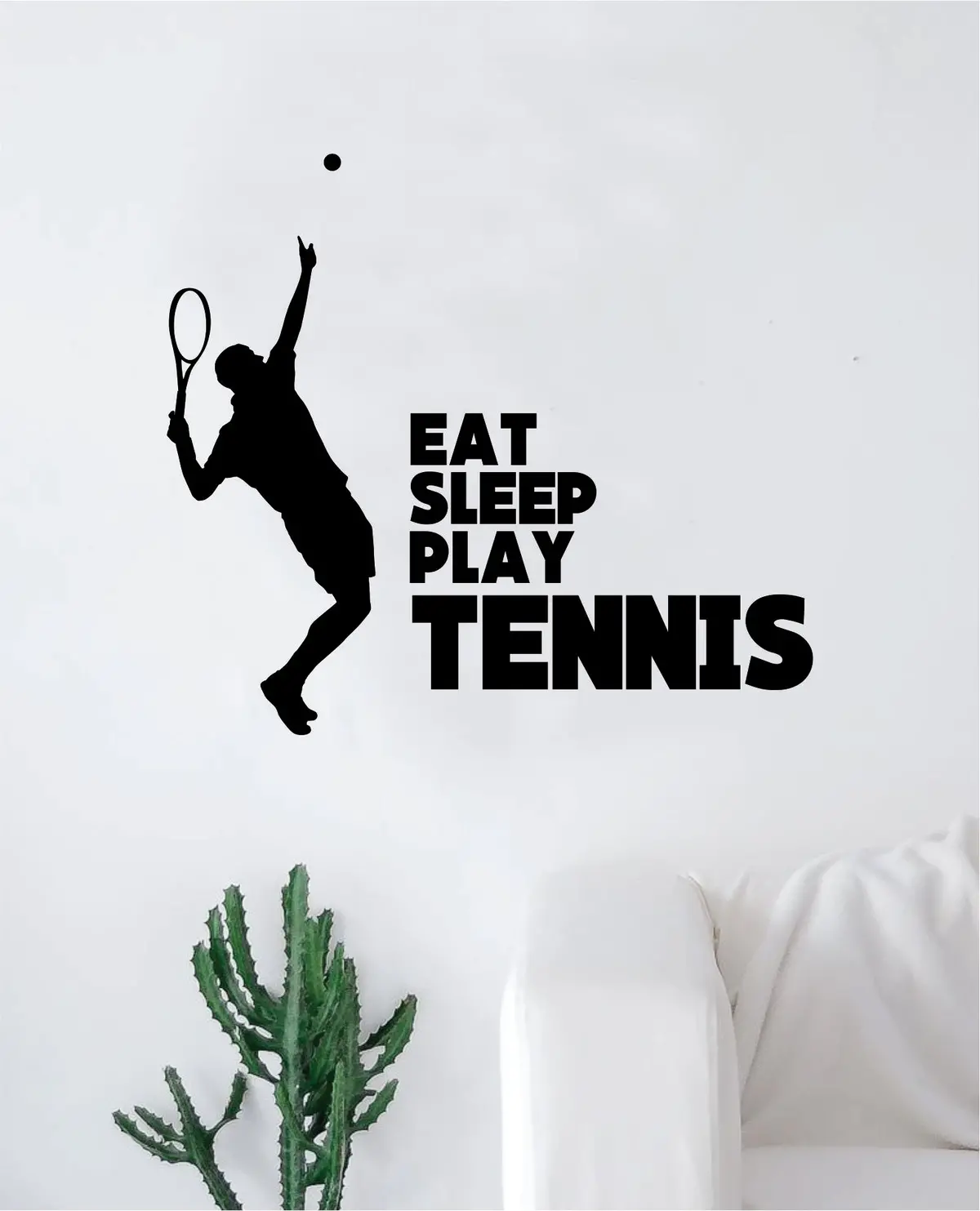 Eat Sleep Play Tennis Quote Decal Sticker Wall Vinyl Art Home Decor Inspirational Sports Teen Racket Nursery Tennisball 1