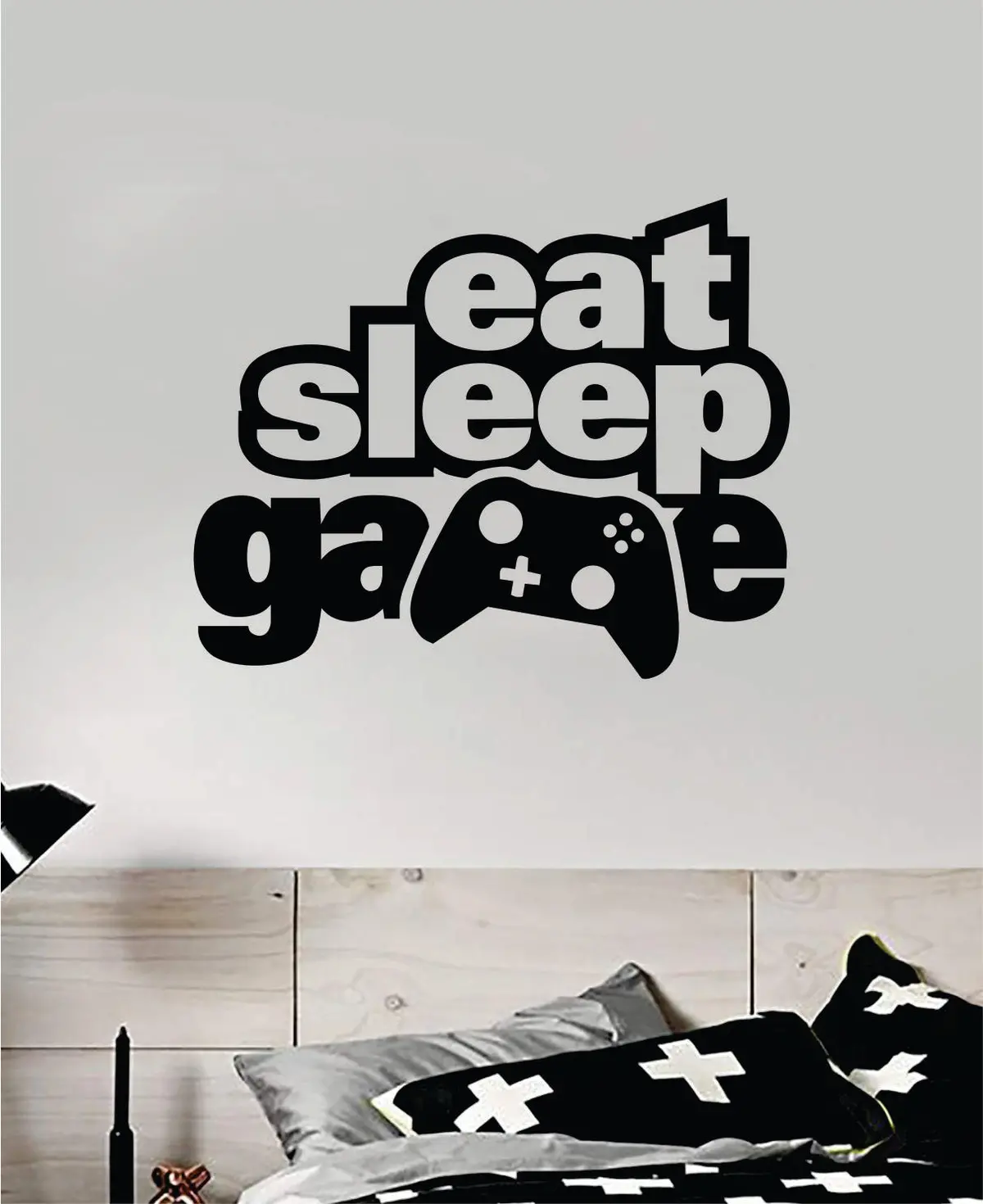 Eat Sleep Game V8 Wall Decal Quote Home Room Decor Art Vinyl Sticker Funny Gamer Gaming Nerd Geek Teen Video Kids Baby Boys Xbox Ps4 1