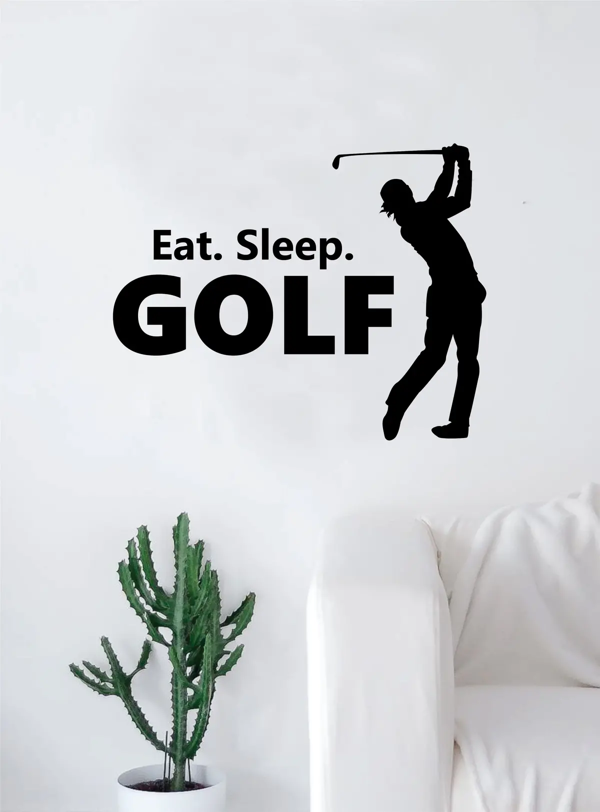 Eat Sleep Golf V3 Decal Sticker Wall Vinyl Art Home Decor Inspirational Sports Teen Kids Ball Green Putter Grass Golfball Club 1