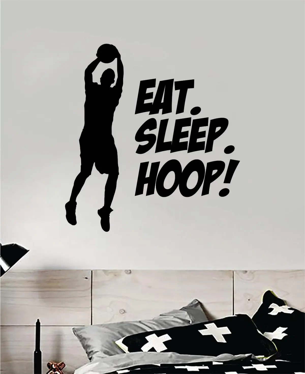 Eat Sleep Hoop V2 Wall Decal Quote Vinyl Sticker Decor Bedroom Room Teen Kids Sports Nba Basketball Dunk 1