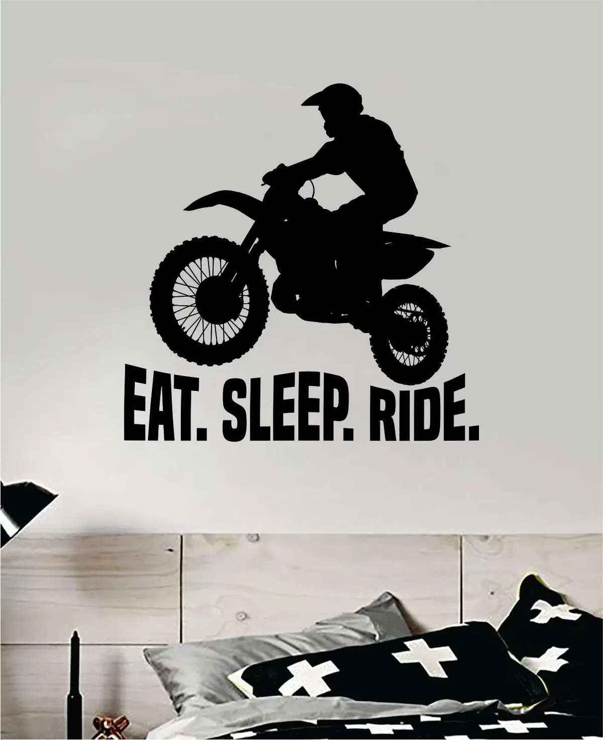 Eat Sleep Ride V2 Dirtbike Decal Sticker Bedroom Room Wall Vinyl Art Home Decor Teen Sports Moto X Auto Rider Biker Race Dirt Brap 1