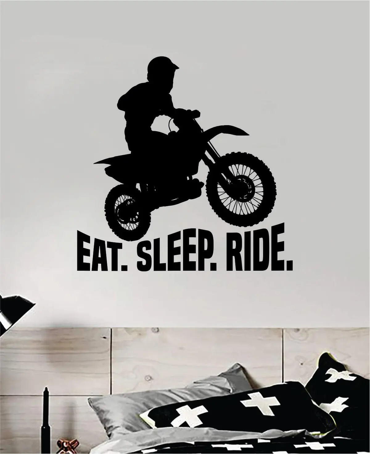 Eat Sleep Ride V3 Dirtbike Decal Sticker Bedroom Room Wall Vinyl Art Home Decor Teen Sports Moto X Auto Rider Biker Race Dirt Brap 1