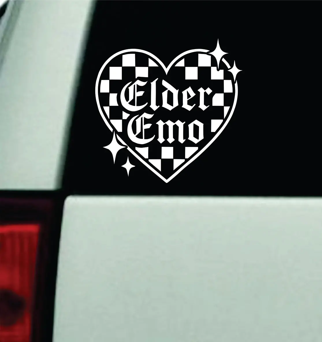 Elder Emo Checker Heart Car Decal Truck Mirror Window Windshield Bumper Sticker Men Girls Blegh Hardcore Metal Goth 1