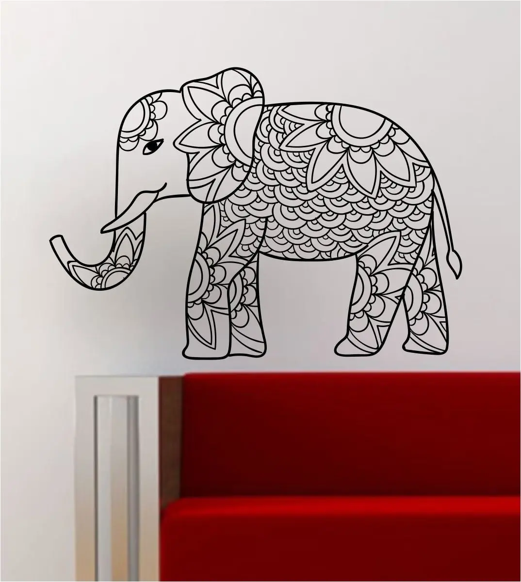 Elephant V4 Decal Wall Vinyl Art Decor Room Animal Beautiful Boho Design Mandala 1