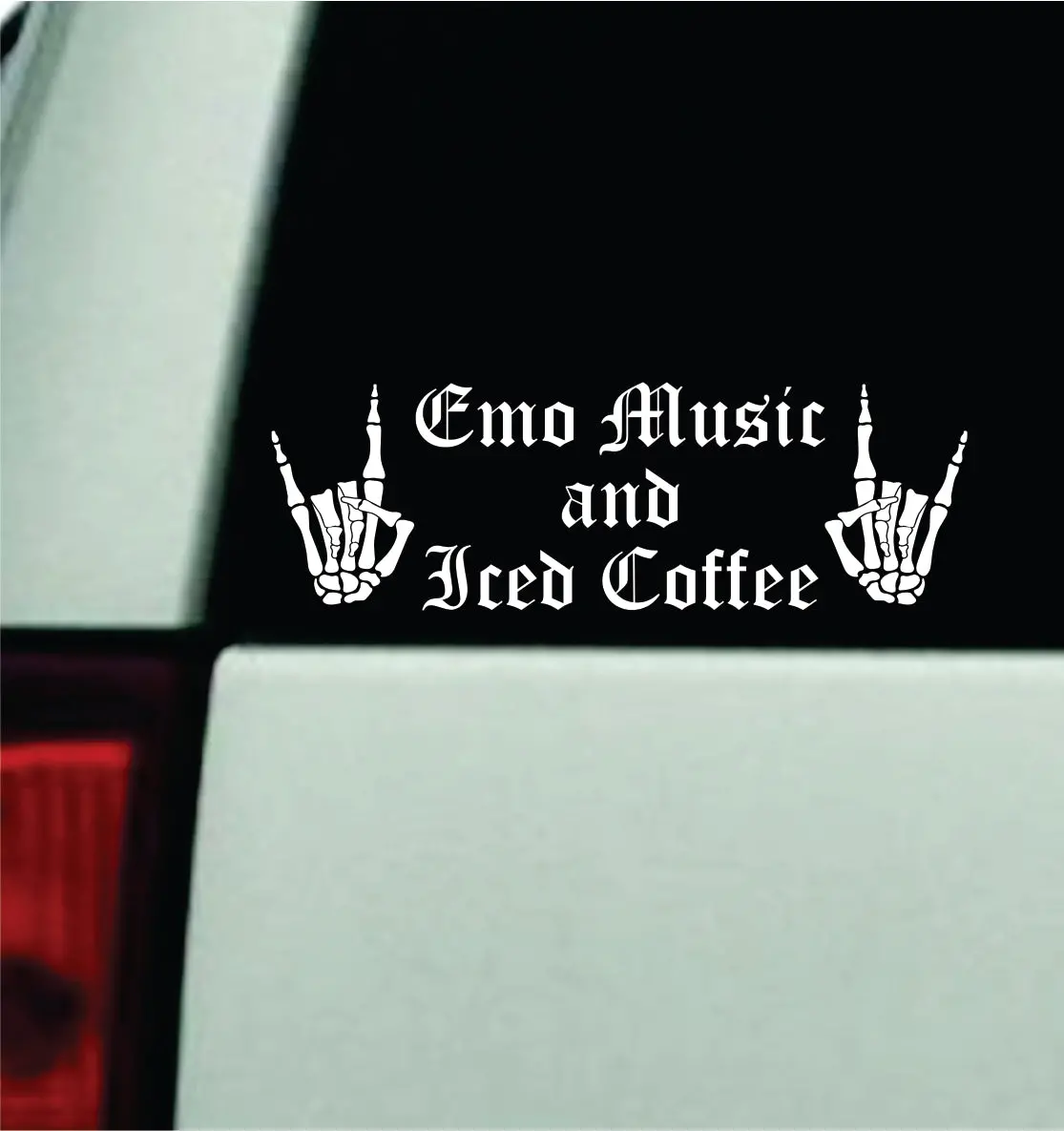 Emo Music And Iced Coffee Car Decal Truck Mirror Window Windshield Bumper Sticker Hardcore Goth Blegh Metal 1