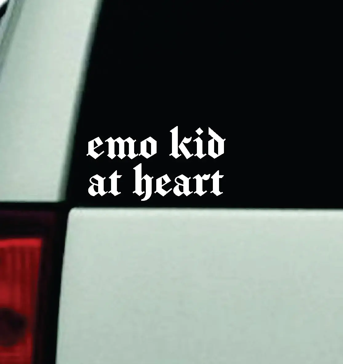 Emo Kid At Heart Car Decal Truck Window Windshield Mirror Rearview Jdm Bumper Sticker Vinyl Quote Girls Funny Girls Men Music Goth Screamo Hardcore Metal Rock Bands Lyrics Blegh 1