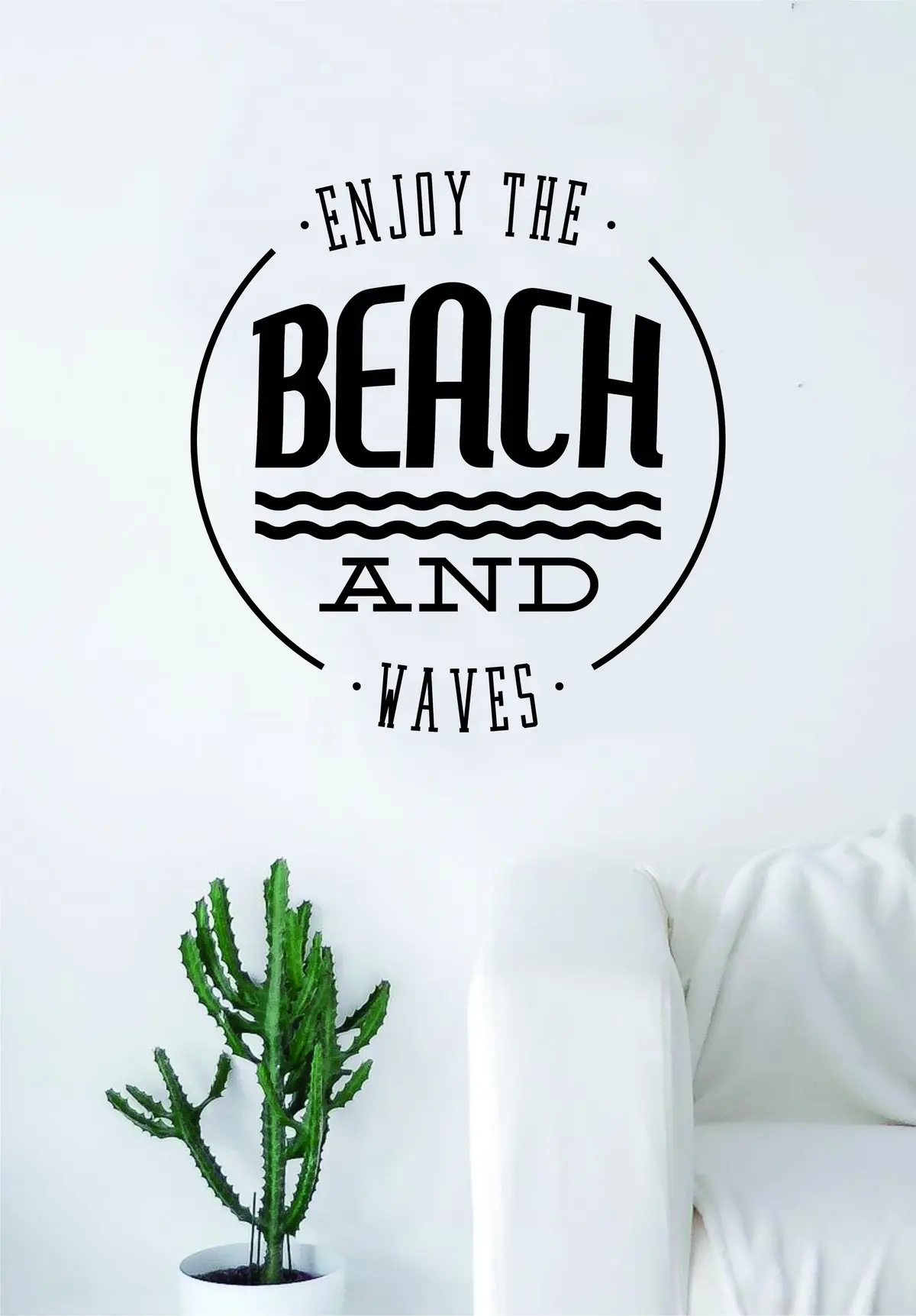 Enjoy The Beach And Waves Quote Decal Sticker Wall Vinyl Decor Art Living Room Bedroom Ocean Surf Sports 1