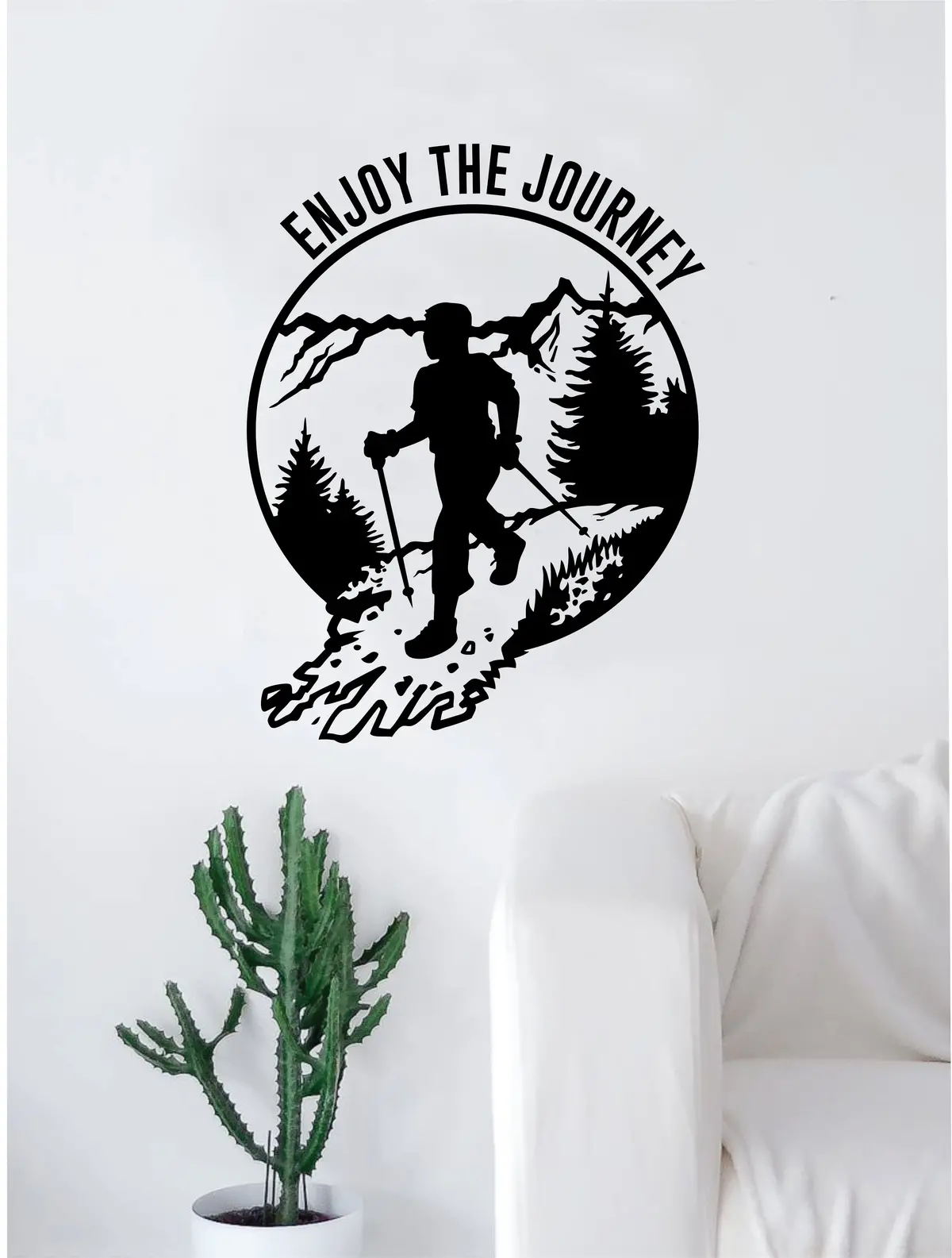 Enjoy The Journey Hiker Quote Decal Sticker Wall Vinyl Art Home Room Decor Travel Adventure Inspirational Hike Wanderlust 1