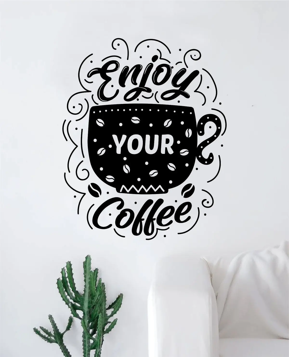Enjoy Your Coffee Wall Decal Sticker Vinyl Art Bedroom Room Home Decor Quote Inspirational Kitchen Morning Cute 1