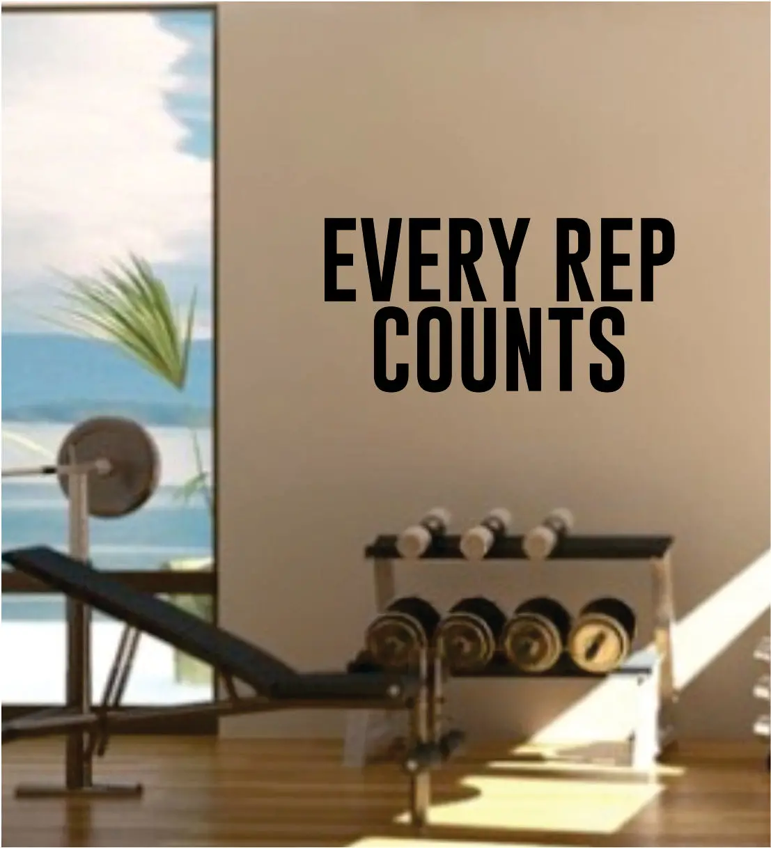Every Rep Counts Gym Quote Fitness Health Work Out Decal Sticker Wall Vinyl Art Wall Room Decor Weights Lift Dumbbell Motivation Inspirational 1
