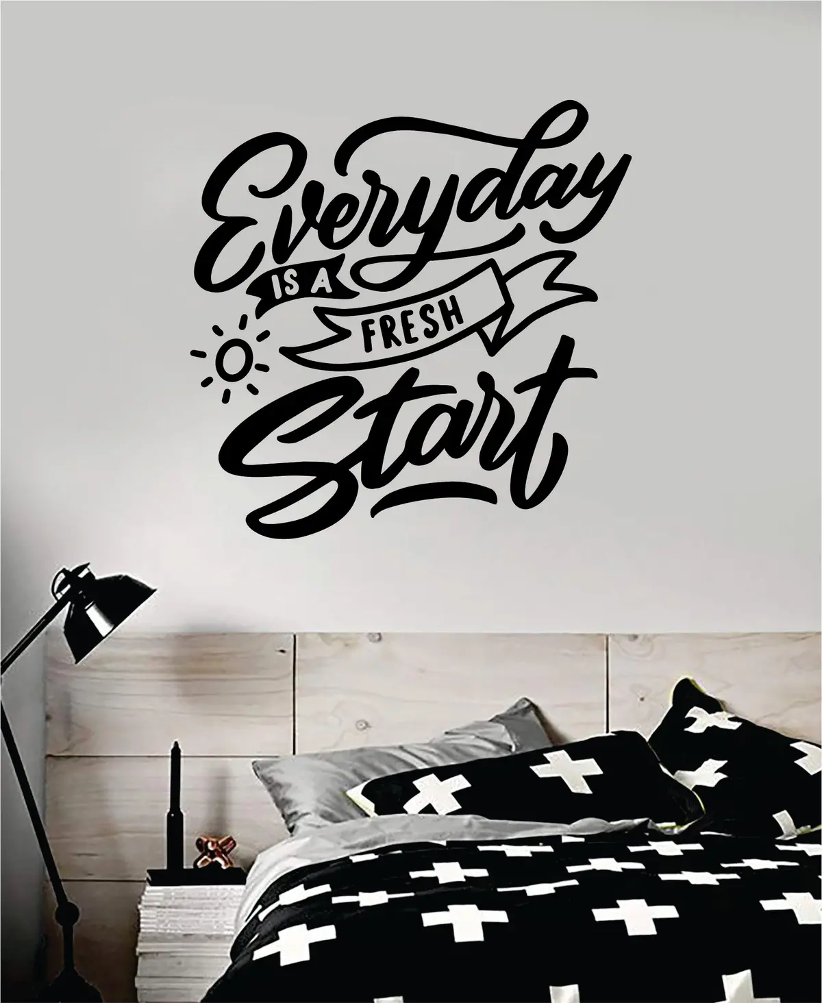 Everyday Is A Fresh Start Quote Wall Decal Sticker Bedroom Room Art Vinyl Inspirational Motivational Kids Teen Baby Nursery Playroom School Happy 1