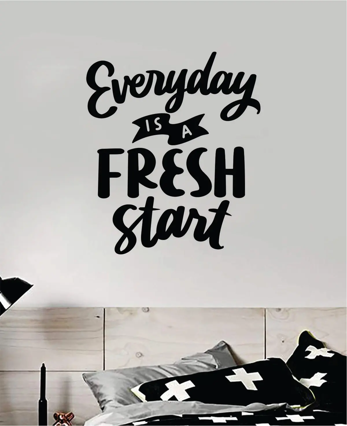 Everyday Is A Fresh Start V2 Quote Wall Decal Sticker Bedroom Room Art Vinyl Inspirational Motivational Kids Teen Baby Nursery School Girls 1