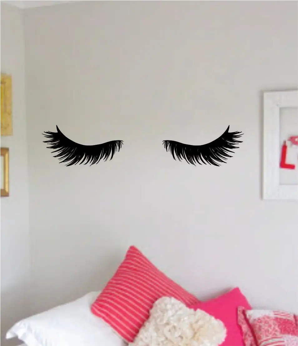 Eyelashes V5 Beautiful Decal Sticker Wall Bedroom Room Girls Women Ladies Vinyl Decor Art Eyebrows Make Up Beauty Salon Mua Lashes 1
