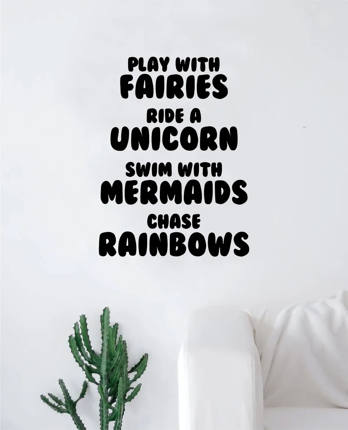 Fairies Unicorns Mermaids Rainbows Wall Decal Decor Art Sticker Vinyl Room Bedroom Kids Nursery Inspirational Home Baby Playroom Love Cute 1