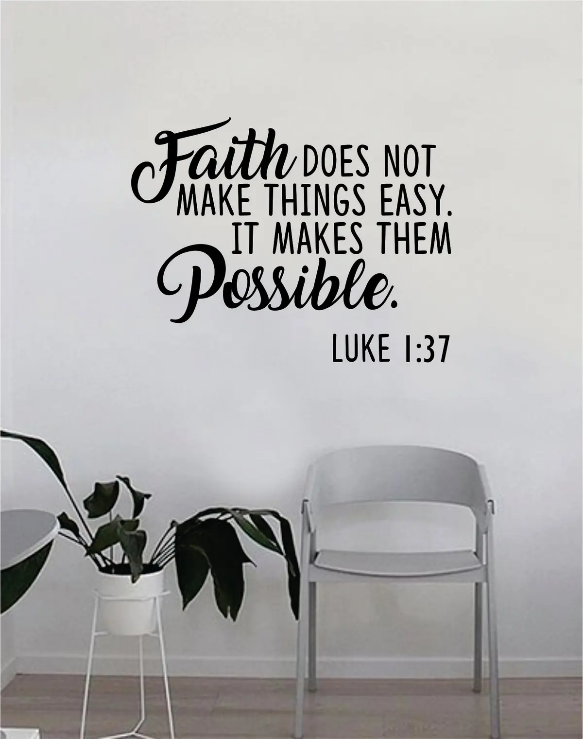 Faith Makes Them Possible Quote Wall Decal Sticker Bedroom Home Room Art Vinyl Inspirational Motivational Teen Decor Religious Bible Verse God Blessed Spiritual 1