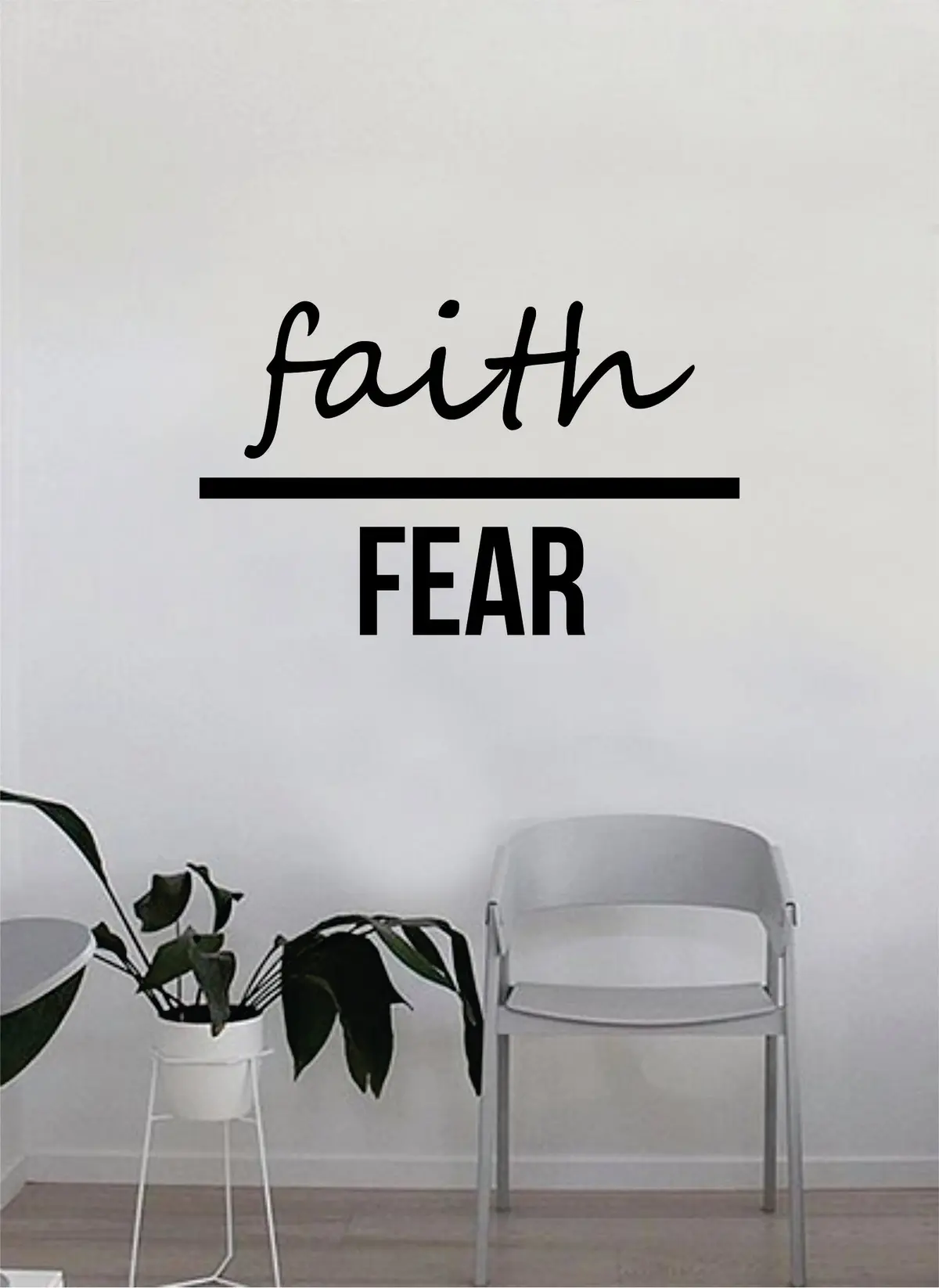 Faith Over Fear Quote Wall Decal Sticker Bedroom Home Room Art Vinyl Inspirational Motivational Teen Decor Decoration Religious Amen God Blessed 1