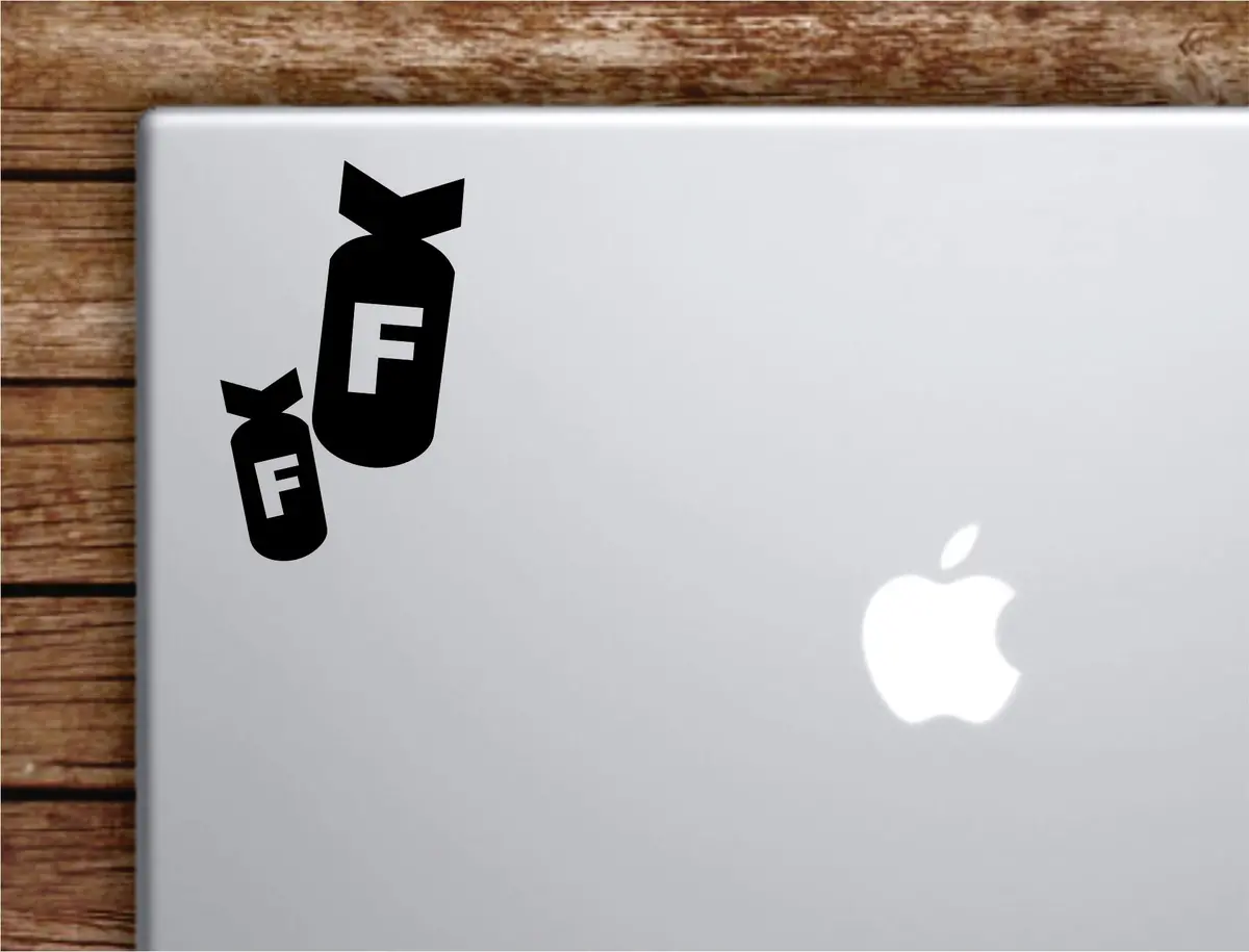 F Bomb Laptop Wall Decal Sticker Vinyl Art Quote Macbook Apple Decor Car Window Truck Kids Baby Teen Inspirational Girls Boys Funny 1