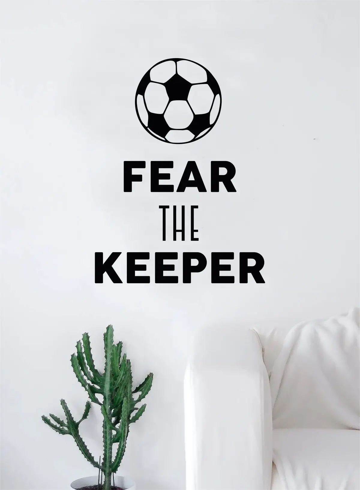Fear The Keeper Soccer Quote Decal Sticker Wall Vinyl Art Home Decor Inspirational Sports Teen Futbol Ball Goalie Fifa 1
