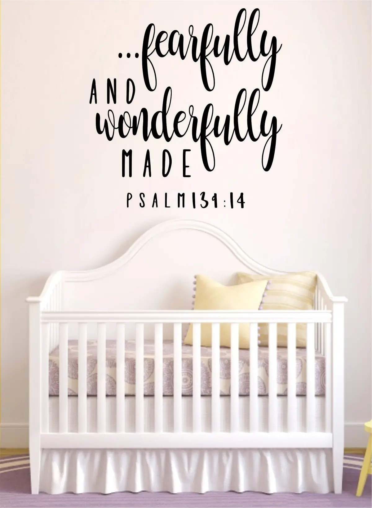 Fearfully Wonderfully Made Psalm Quote Wall Decal Sticker Bedroom Home Room Art Vinyl Inspirational Teen Decor Religious Bible Verse God Blessed Baby Nursery 1