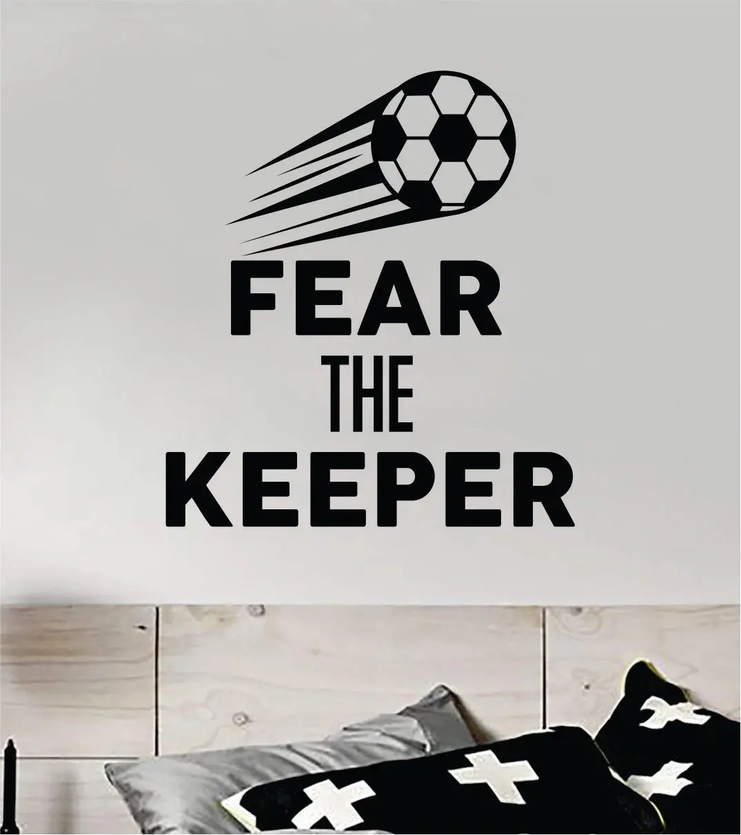 Fear The Keeper V3 Quote Wall Decal Sticker Bedroom Vinyl Art Home Decor Inspirational Kids Boys Nursery Sports Teen Soccer Futbol Ball Goalie Fifa 1
