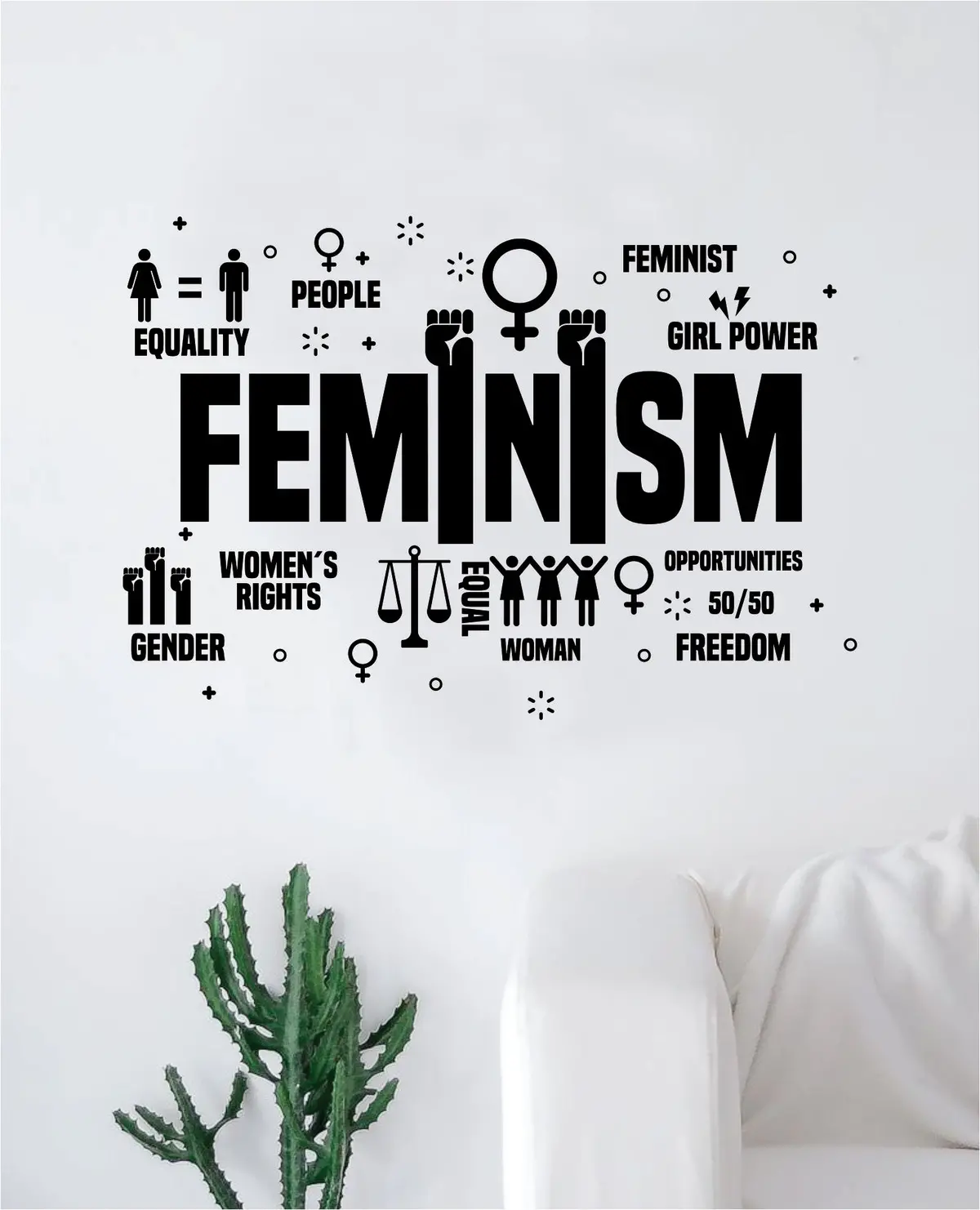 Feminism Girl Power Wall Decal Sticker Vinyl Art Bedroom Living Room Decor Decoration Teen Quote Inspirational Motivational Cute Lady Gender Equal Feminist Empower Grl Pwr Love Beautiful 1