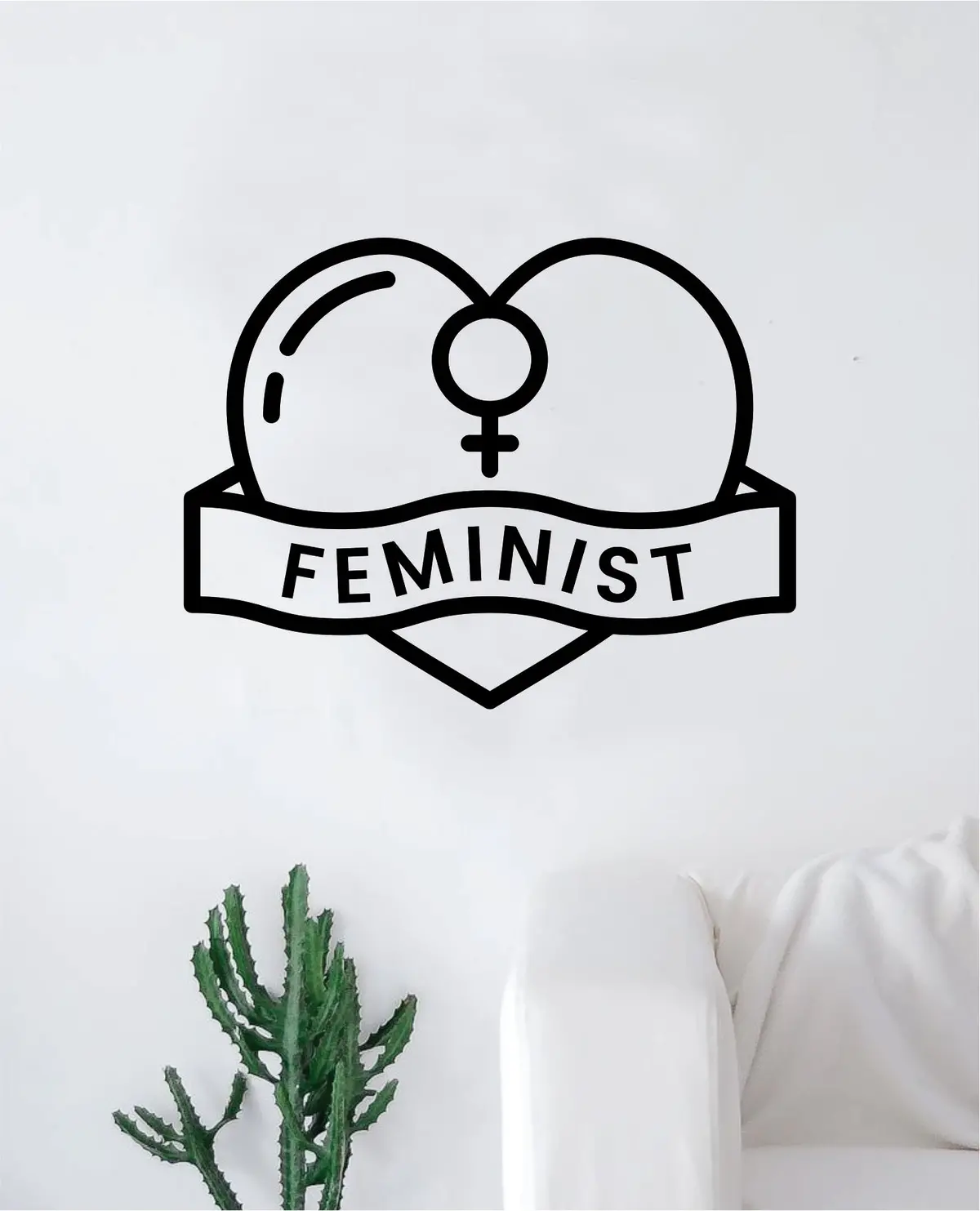 Feminist Heart Girl Power Wall Decal Sticker Vinyl Art Bedroom Living Room Decor Decoration Teen Quote Inspirational Motivational Cute Lady Woman Feminism Empower Grl Pwr Love Strong Beautiful 1