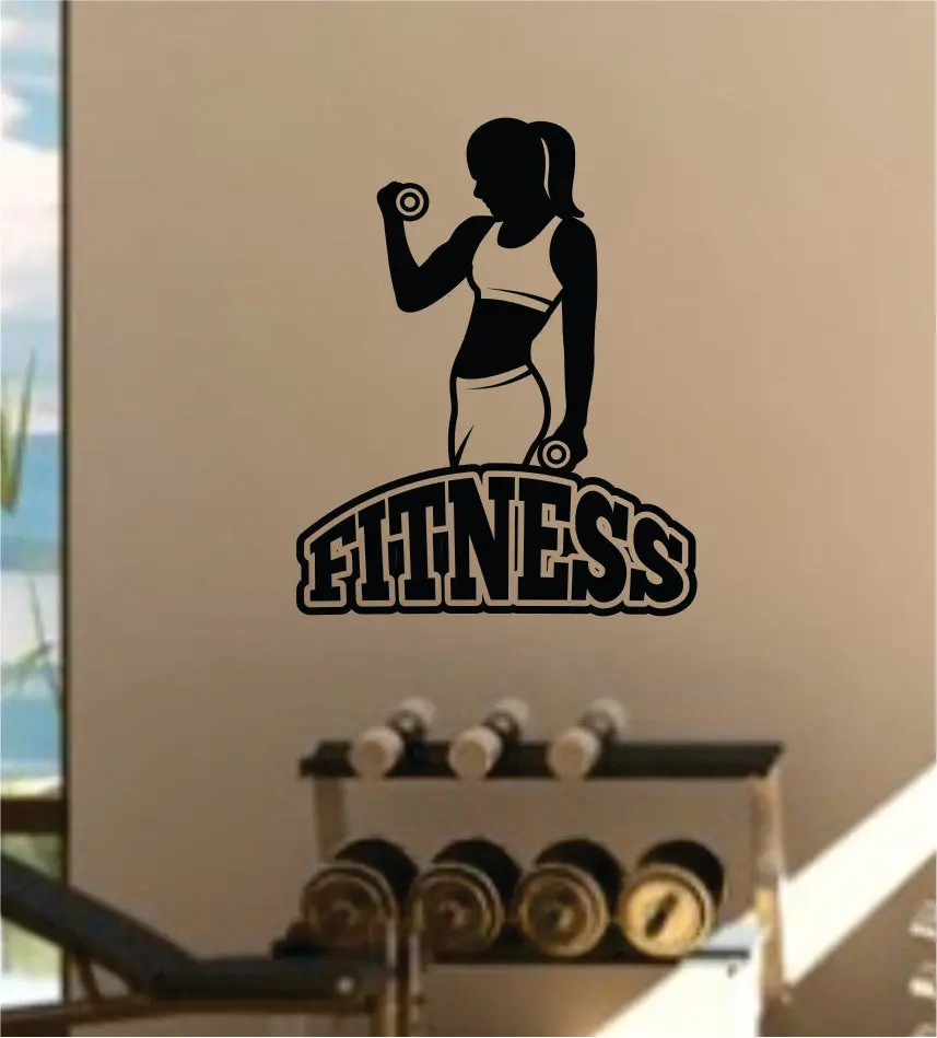 Fitness Girl Work Out Health Gym Decal Sticker Wall Vinyl Art Wall Room Decor Weights Motivation Inspirational Lift Beast 1