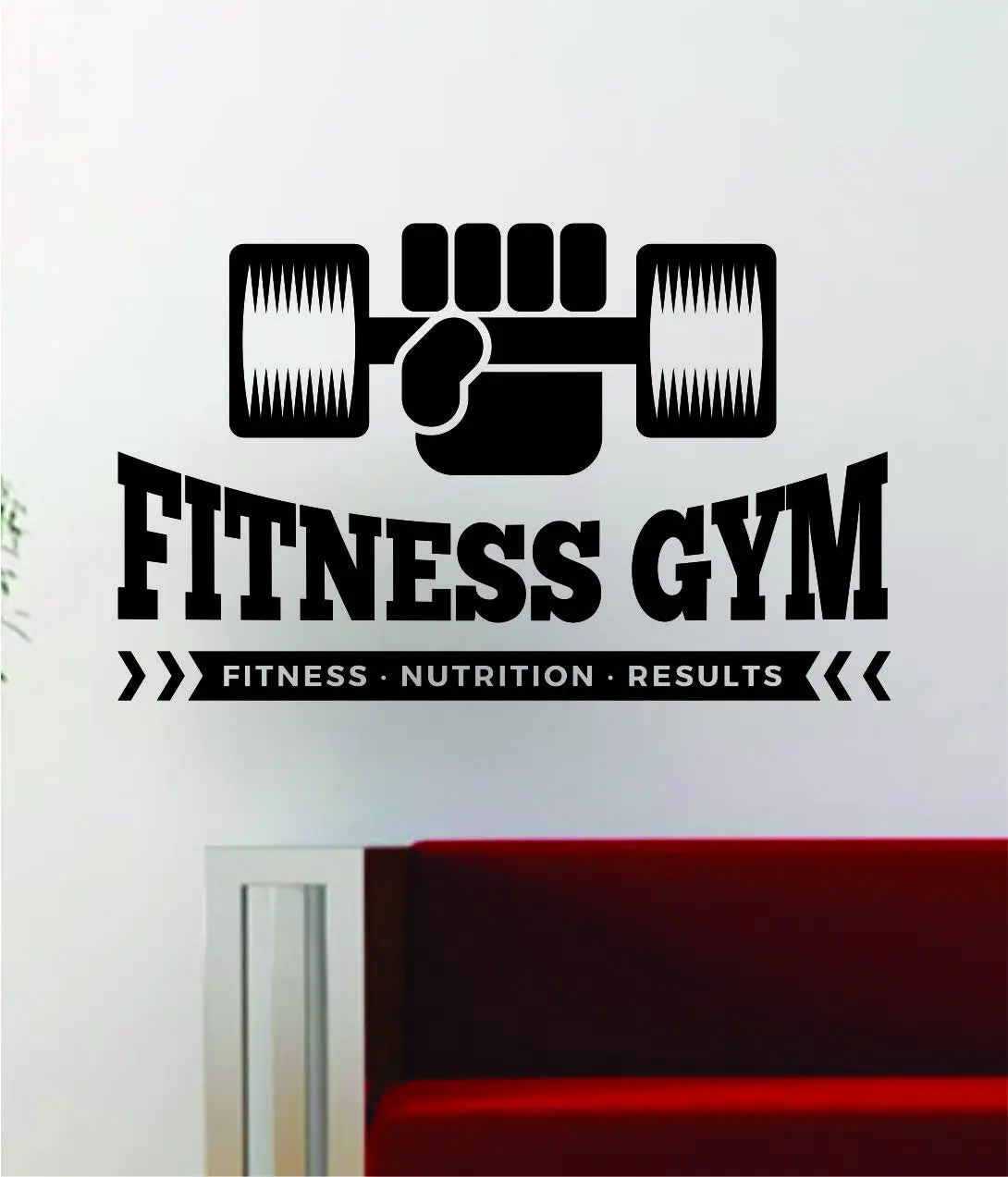 Fitness Gym Design Quote Decal Sticker Wall Vinyl Art Words Decor Workout Weight Dumbbell Inspirational 1