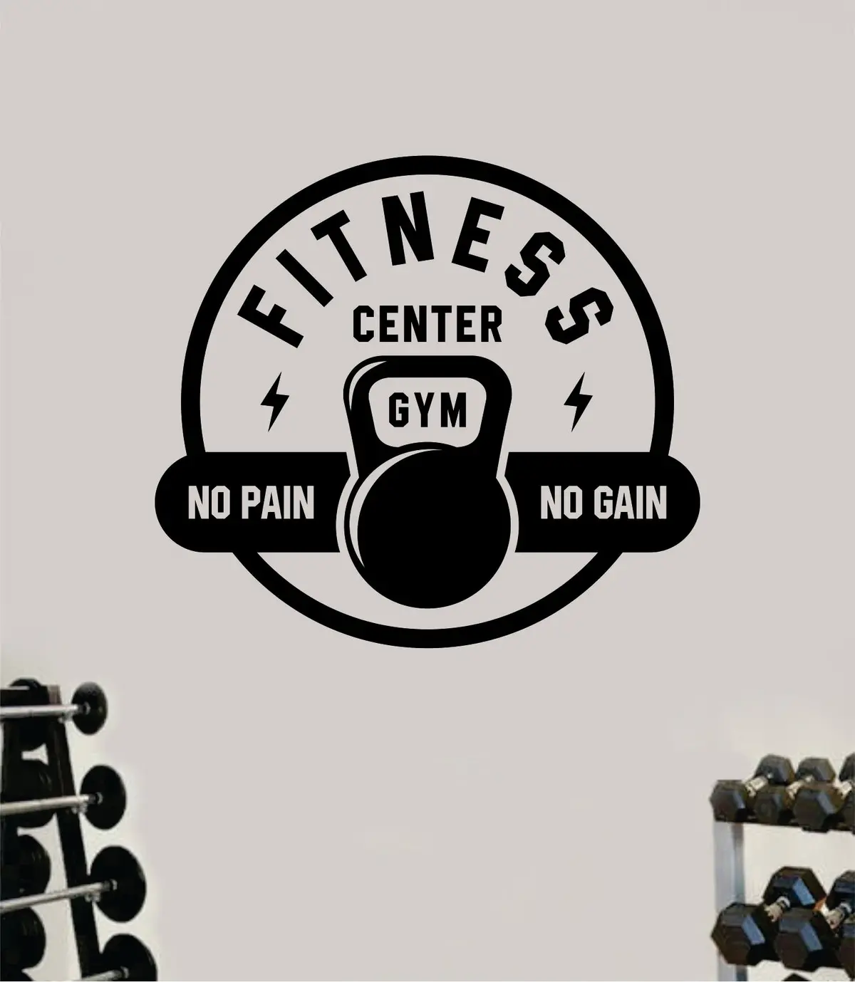 Fitness Center Gym Wall Decal Home Decor Bedroom Room Vinyl Sticker Art Teen Work Out Quote Beast Lift Strong Inspirational Motivational Health School No Pain No Gain 1