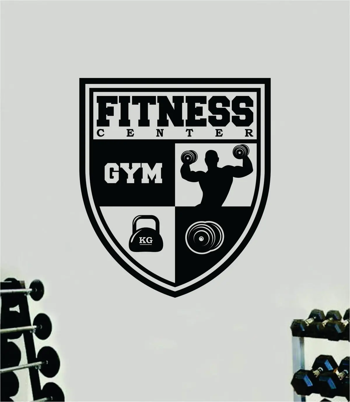 Fitness Center Shield Quote Wall Decal Sticker Vinyl Art Decor Bedroom Room Boy Girl Inspirational Motivational Gym Health Exercise Lift Beast 1