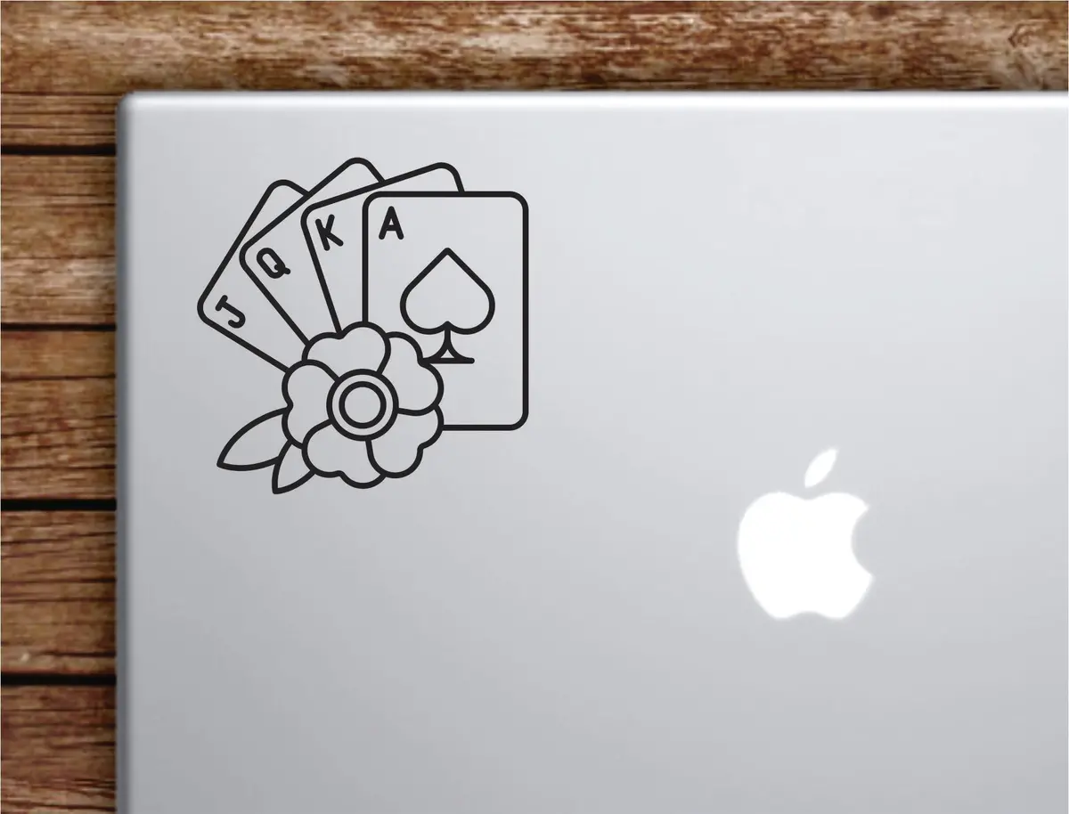 Flower Playing Cards Laptop Wall Decal Sticker Vinyl Art Quote Macbook Apple Decor Car Window Truck Teen Inspirational Girls Vegas 1