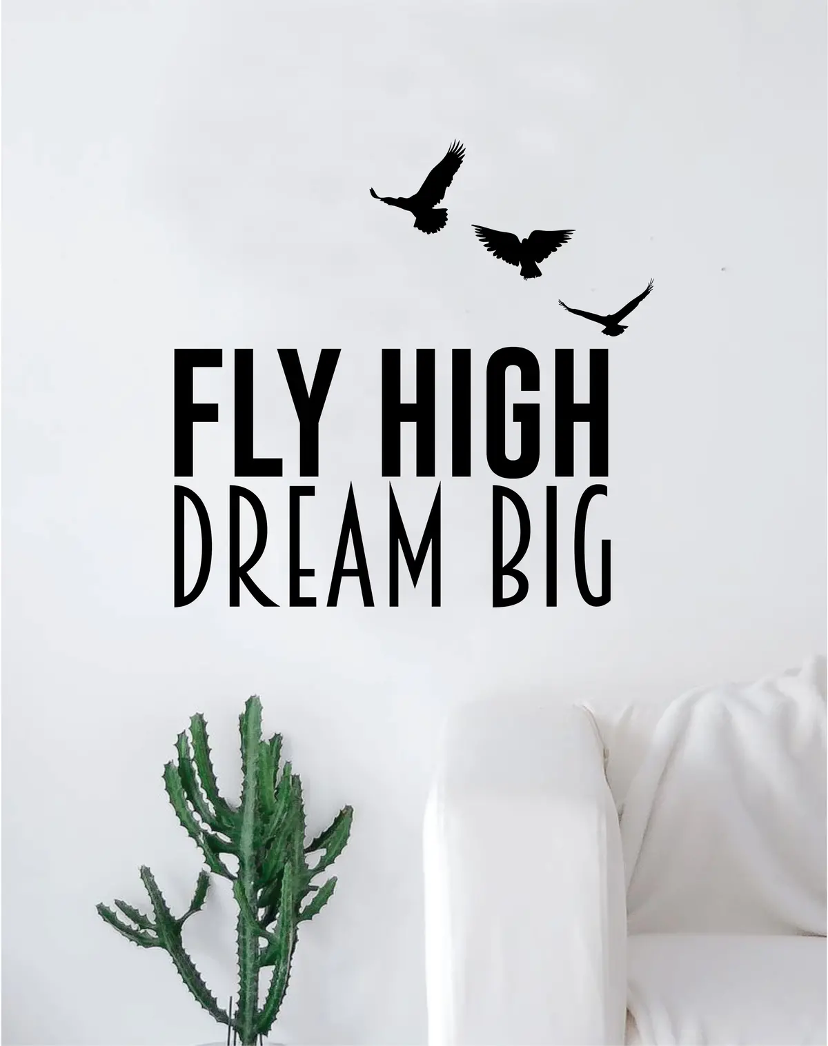 Fly High Dream Big Quote Decal Sticker Wall Vinyl Art Home Decor Inspirational Birds 1