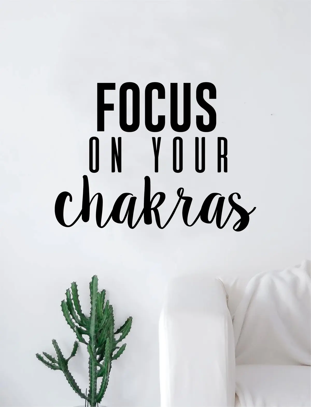 Focus On Your Chakras Quote Wall Decal Sticker Room Bedroom Art Vinyl Inspirational Decor Yoga 1