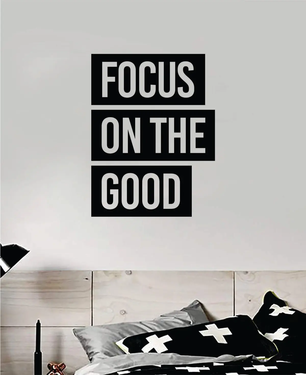 Focus On The Good V2 Quote Wall Decal Sticker Vinyl Art Bedroom Home Room Decor Inspirational Cute Good Vibes Kids Teen School Nursery Girls Yoga 1