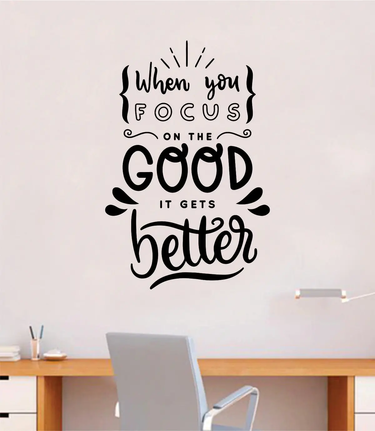 Focus On The Good V3 Wall Decal Home Decor Bedroom Vinyl Sticker Quote Baby Teen Nursery Girl School Vibes Happy Positive Inspirational 1