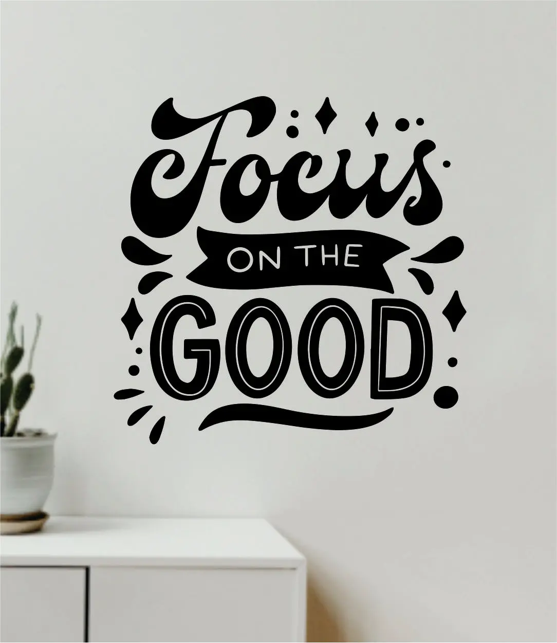 Focus On The Good V4 Wall Decal Home Decor Bedroom Vinyl Sticker Quote Baby Teen Nursery Girl School Vibes Happy Positive Inspirational Yoga Buddha Namaste 1