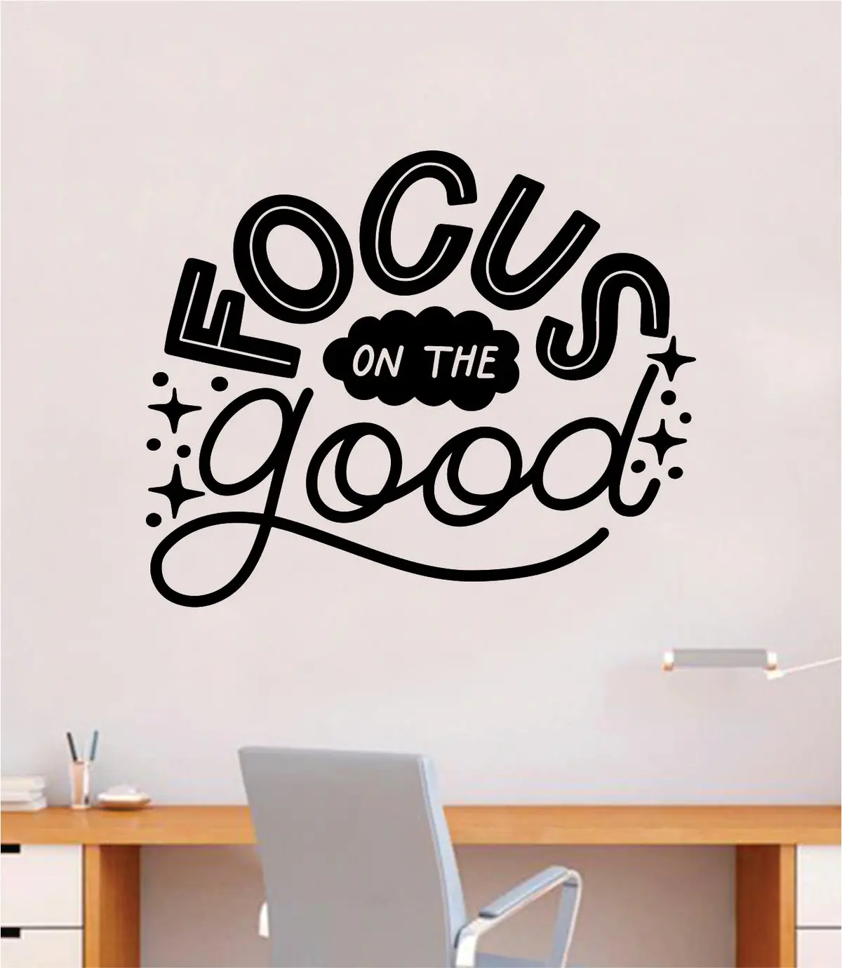 Focus On The Good V5 Wall Decal Home Decor Bedroom Vinyl Sticker Quote Baby Teen Nursery Girl School Vibes Happy Positive Inspirational Yoga Buddha Namaste 1
