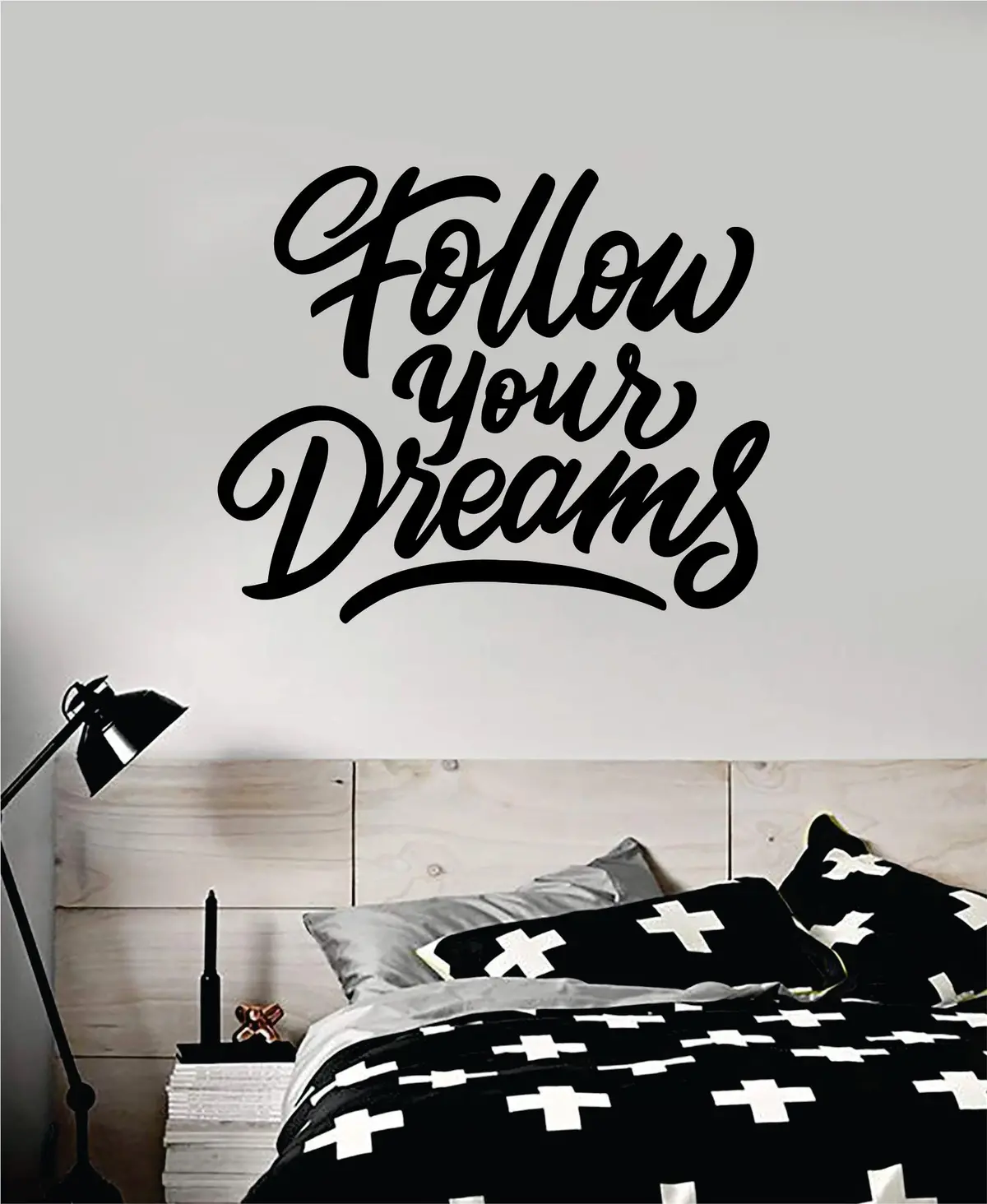 Follow Your Dreams V2 Quote Wall Decal Sticker Bedroom Room Art Vinyl Inspirational Motivational Kids Teen Baby Nursery Playroom School Gym Fitness 1