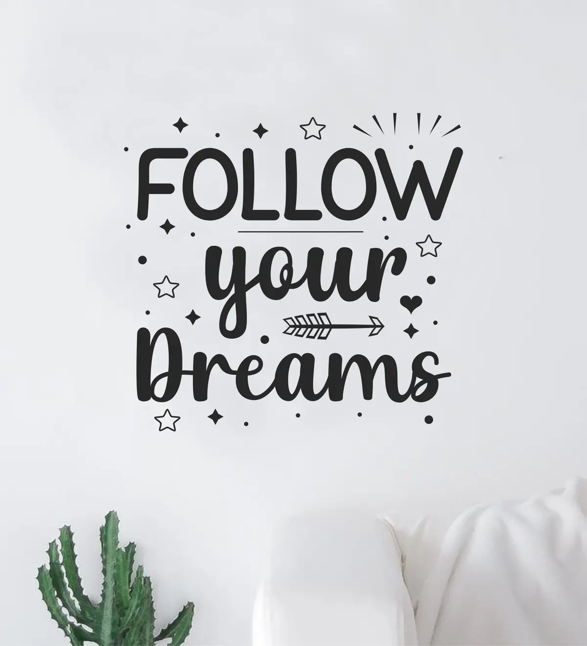 Follow Your Dreams V5 Quote Wall Decal Sticker Vinyl Art Decor Bedroom Room Boy Girl Inspirational Motivational School Nursery Good Vibes 1