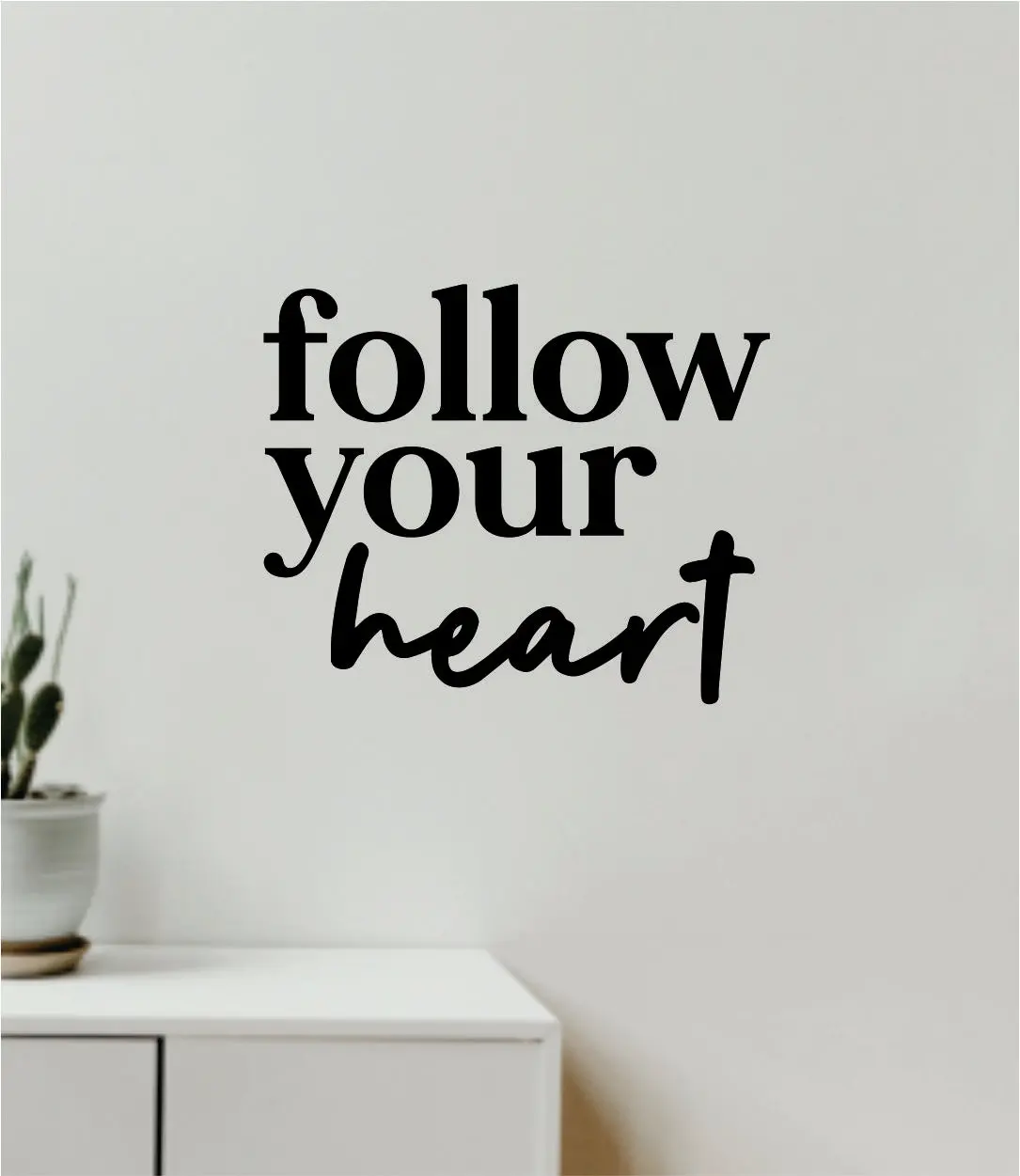 Follow Your Heart V3 Decal Sticker Quote Wall Vinyl Art Wall Bedroom Room Home Decor Inspirational Teen Baby Nursery Girls Playroom School Gym Sports Love 1
