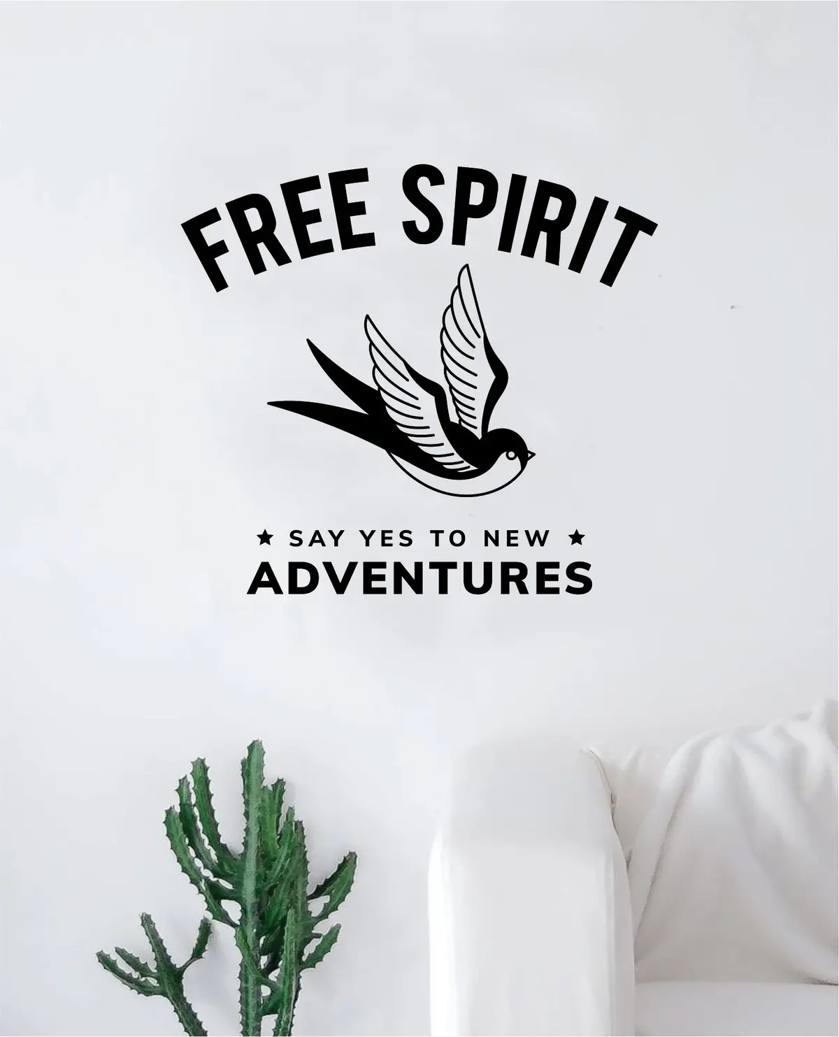 Free Spirit Say Yes New Adventures Decal Sticker Wall Vinyl Art Wall Bedroom Room Home Decor Teen Tattoo Bird Explore 1