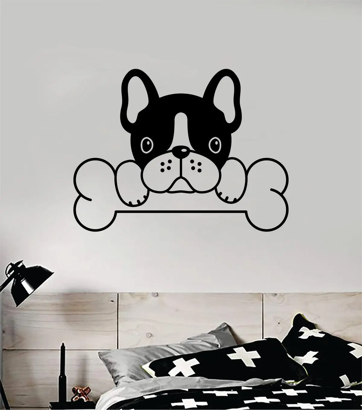 French Bulldog Bone Dog Decal Sticker Wall Vinyl Art Home Room Home Decor Animal Pet Vet Teen Adopt Rescue Puppy Doggy Cute Love 1
