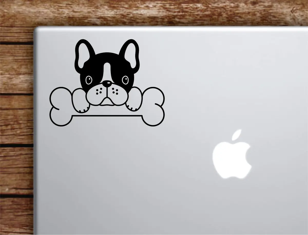 French Bulldog Dog Laptop Wall Decal Sticker Vinyl Art Quote Macbook Apple Decor Car Window Truck Kids Baby Teen Inspirational Girls Boys Frenchie Cute Puppy Animals 1