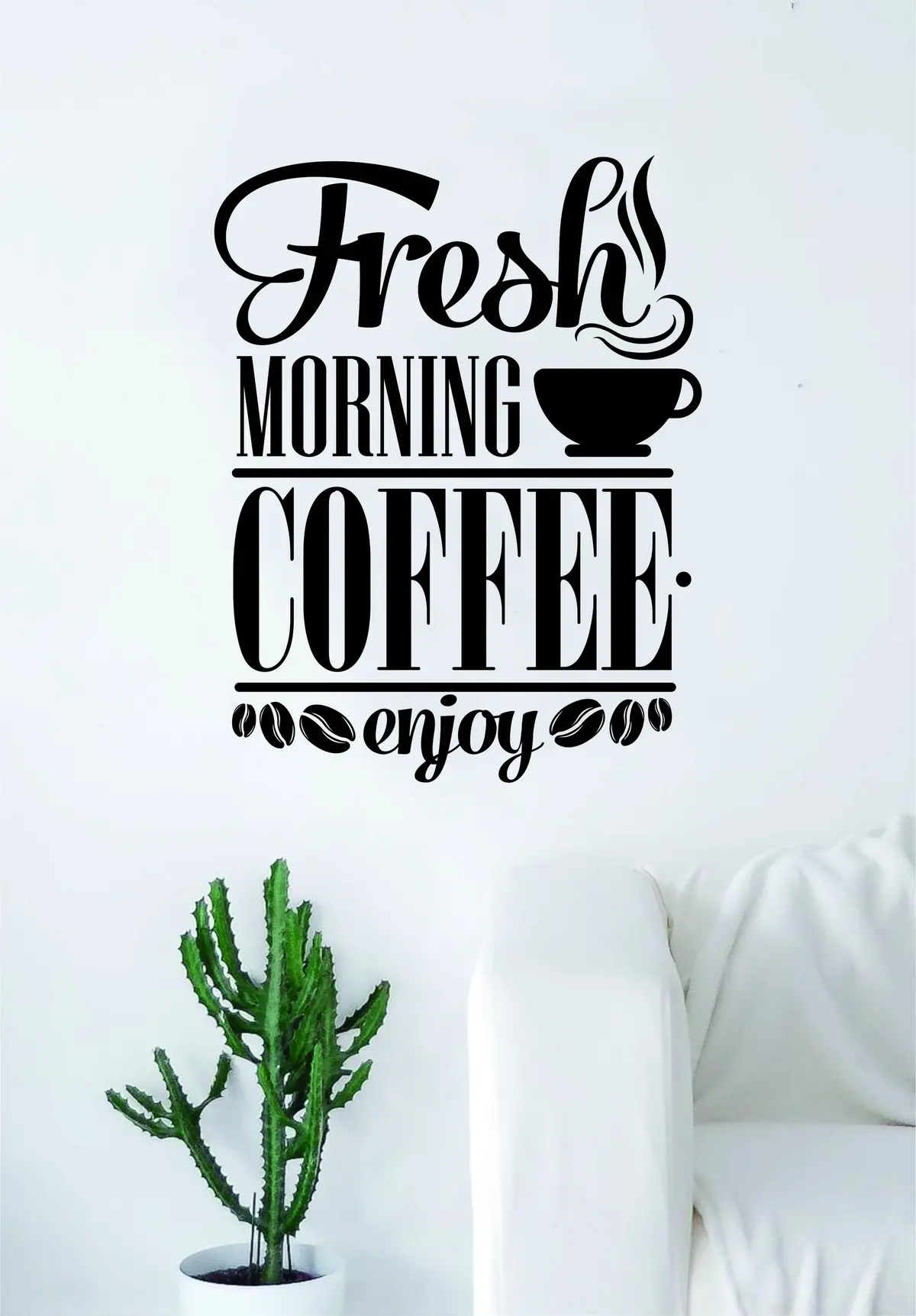 Fresh Morning Coffee Quote Wall Decal Sticker Bedroom Living Room Art Vinyl Beautiful Kitchen Cute Shop Morning 1