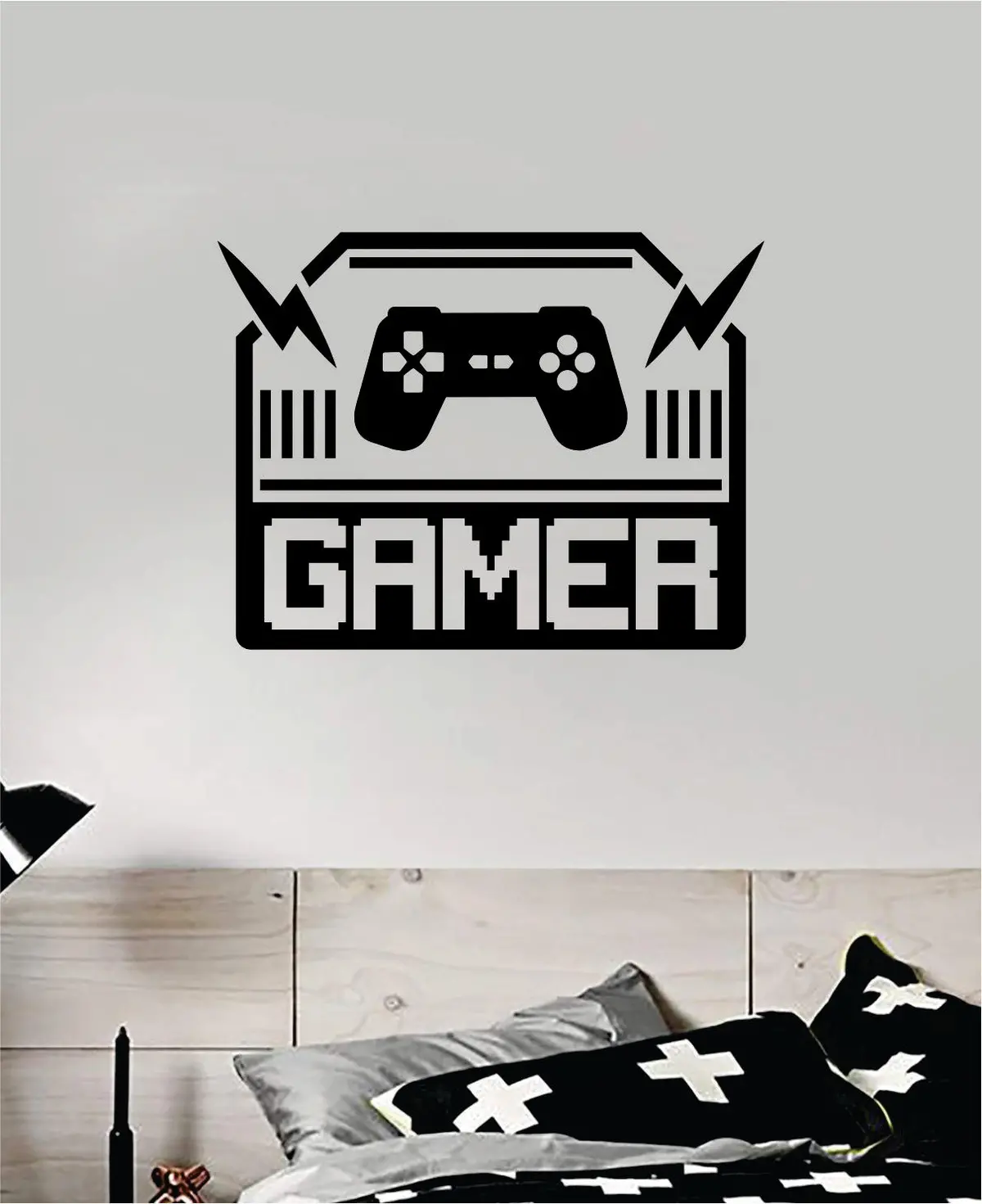 Gamer V4 Controller Video Game Decal Sticker Wall Vinyl Decor Art Home Bedroom Room Retro Classic Nerd Teen Funny Gamer Kids Baby Xbox Ps4 Nursery Man Cave 1
